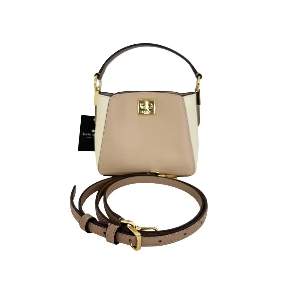 Kate Spade Beige and Cream Mini Top-Handle Crossbody with Gold Hardware